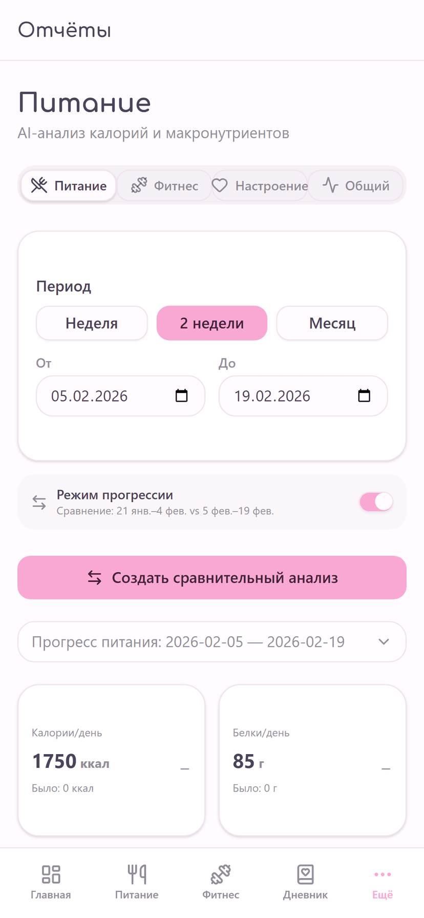 Отчёты — форма