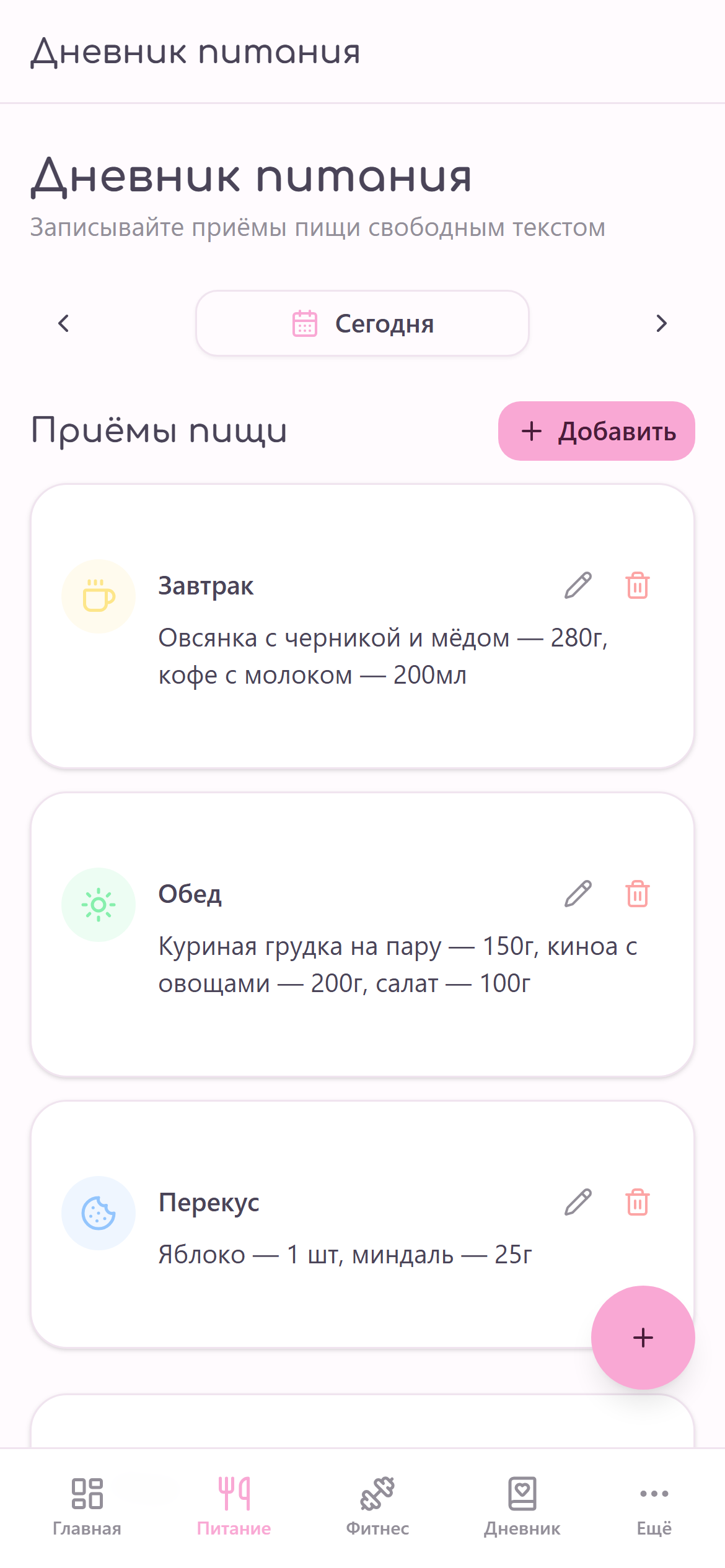 Дневник питания